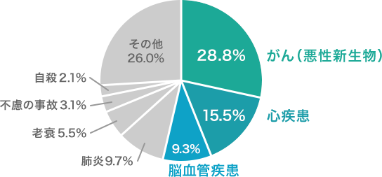 主な死因別死亡数の割合